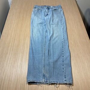 Levis 505 Regular Fit Straight Leg Jeans Light Wash Distressed Blue Mens 34x32